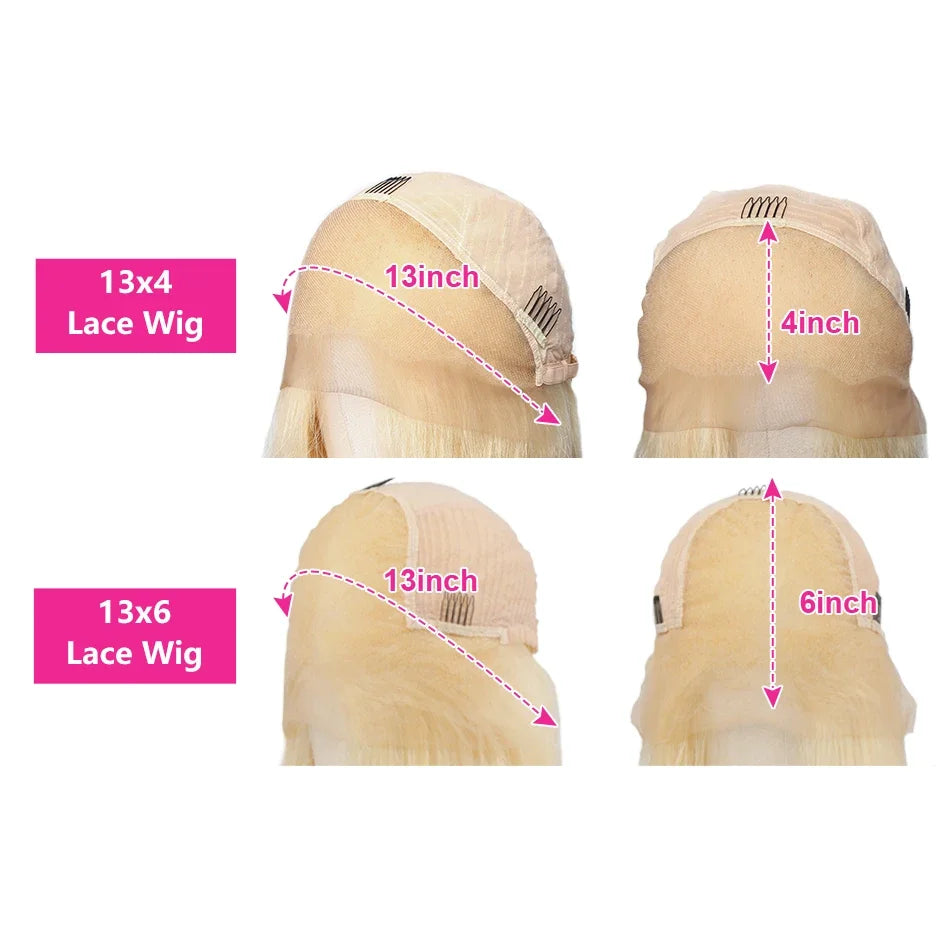 250 Density 613 Honey Blonde Color Straight 13x6 Lace Front Human Hair Wigs For Women 13x6 Transparent Frontal Wig