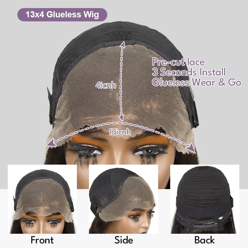 Pre Cut No Glue Water Wave 13x4 Bob Wigs Curly 7x5 Glueless Wig Human Hair Ready To Go Lace Frontal Wigs For Women Pre Plucked