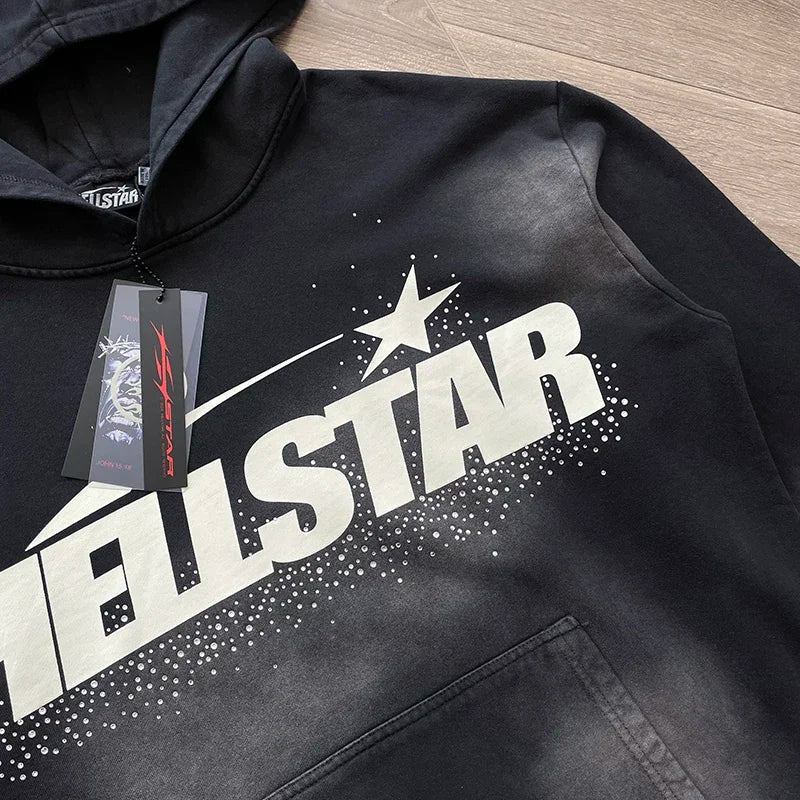 HS Wash water heavy diamond set casual hoodie