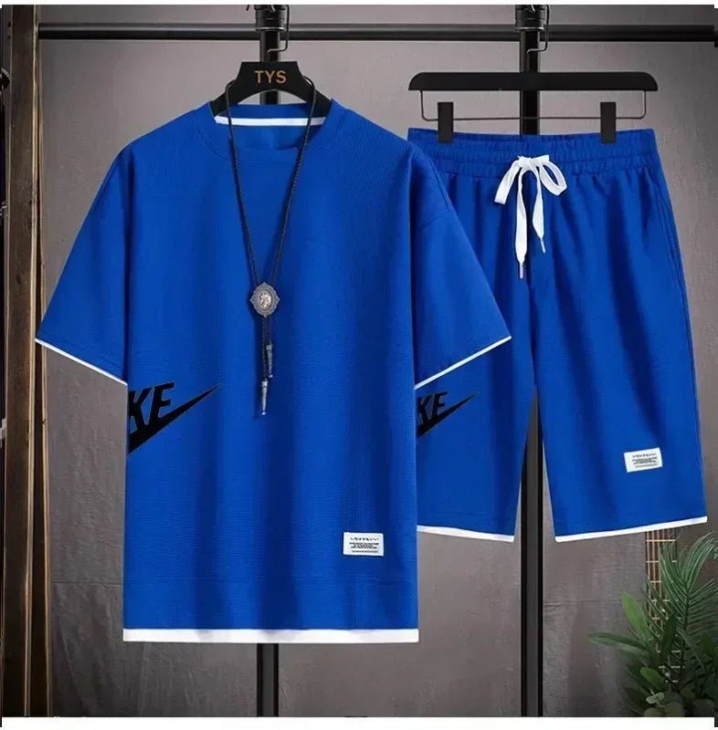 2025 Summer Men's Suit Casual Fashion Sportswear Men's Short-sleeved T-shirt + Sports Shorts Casual Men's Jogging Suit