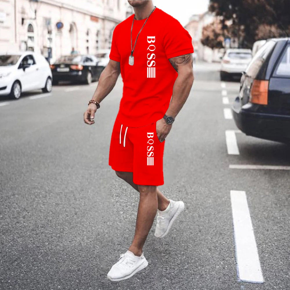 Men Sets 2 Piece Set T shirts Men Sport Set Casual Summer Clothing Y2K Tee Top Joggers Plaid Tshirt Men Shorts Outfit