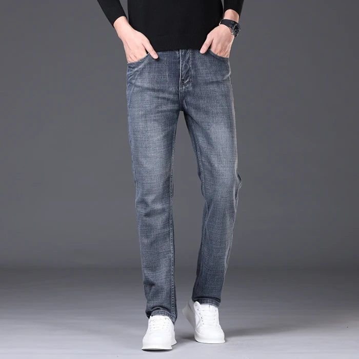 2024 Spring/Summer Men's Comfortable and Versatile Breathable Slim fit denim pants in three colors: straight leg thin pants