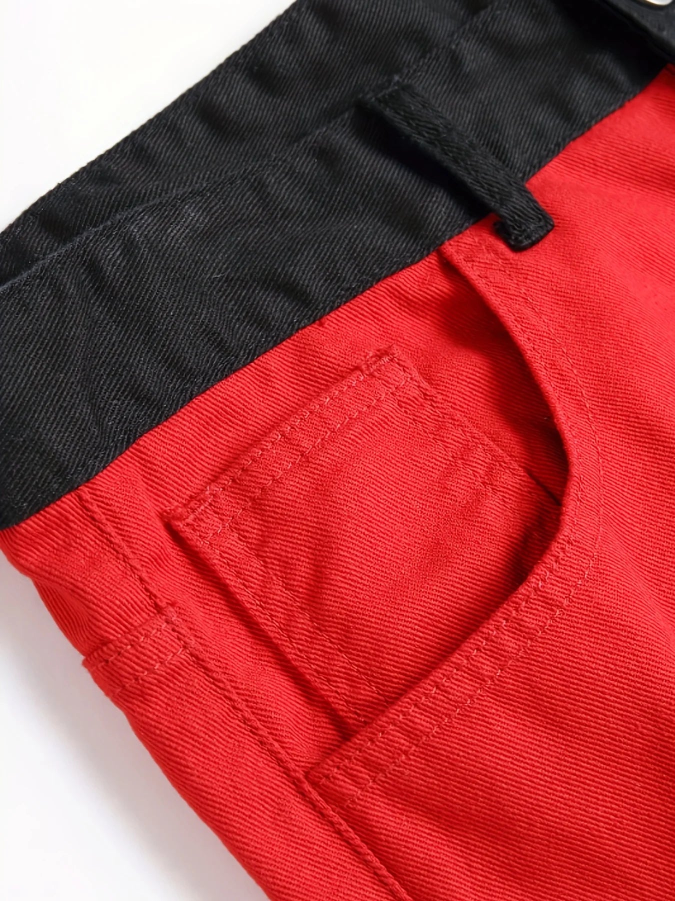 Denim spliced two tone trendy multi-color slim fit jeans