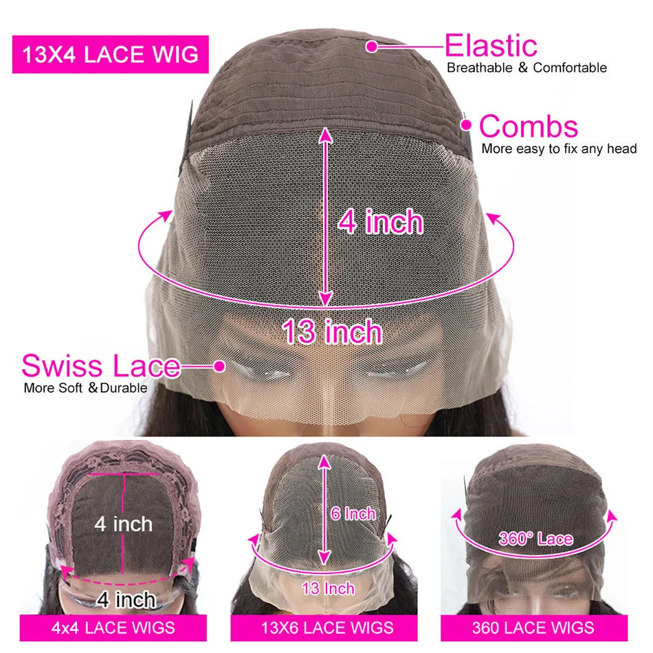 Kinky Straight 13x4 Lace Front Human Hair Wigs For Women Brazilian Bone Colored Yaki Straight Transparent Lace Frontal Curly Wig