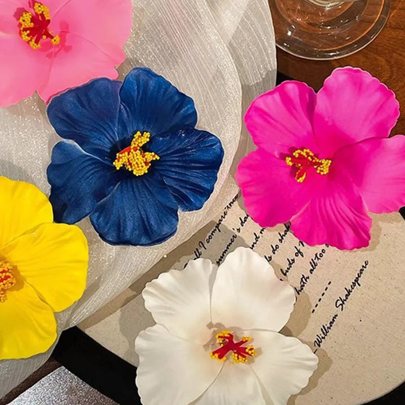 New 10cm Simulated Flower Hair Clip Headband Colorful Flower Swimsuit Tourist Beach Photography Hair Accessory for Beach Travel