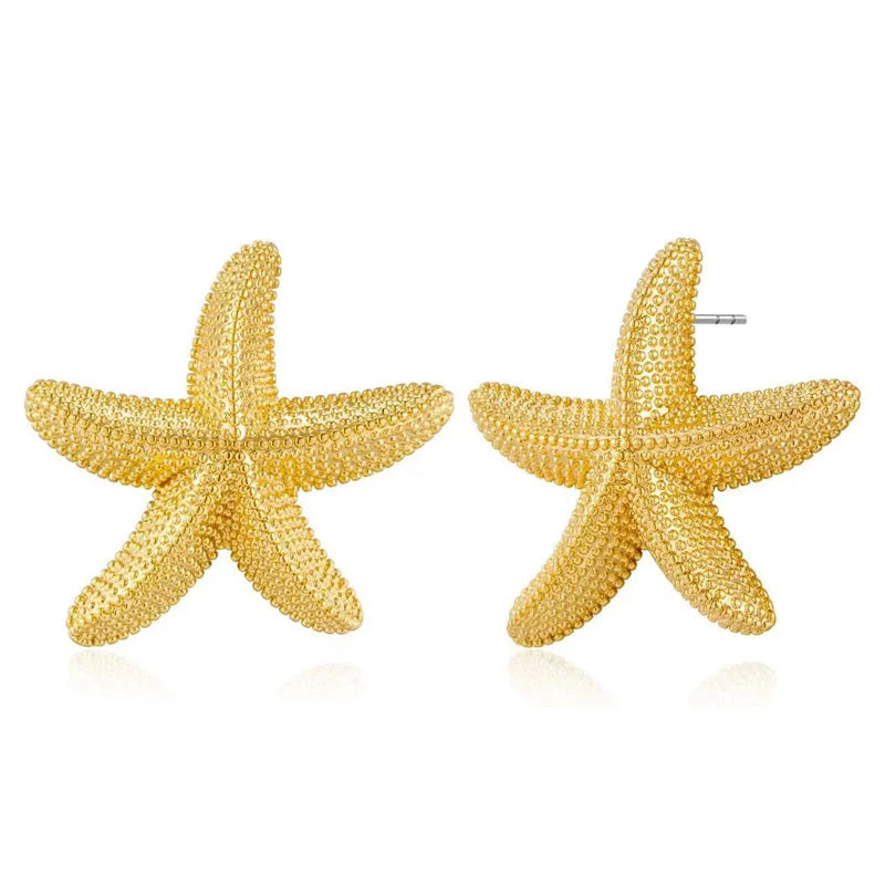 Fashion Exaggeration Summer New Golden Starfish Earrings for ladies Holiday Party Bohemian Jewelry Accessories for Gifts