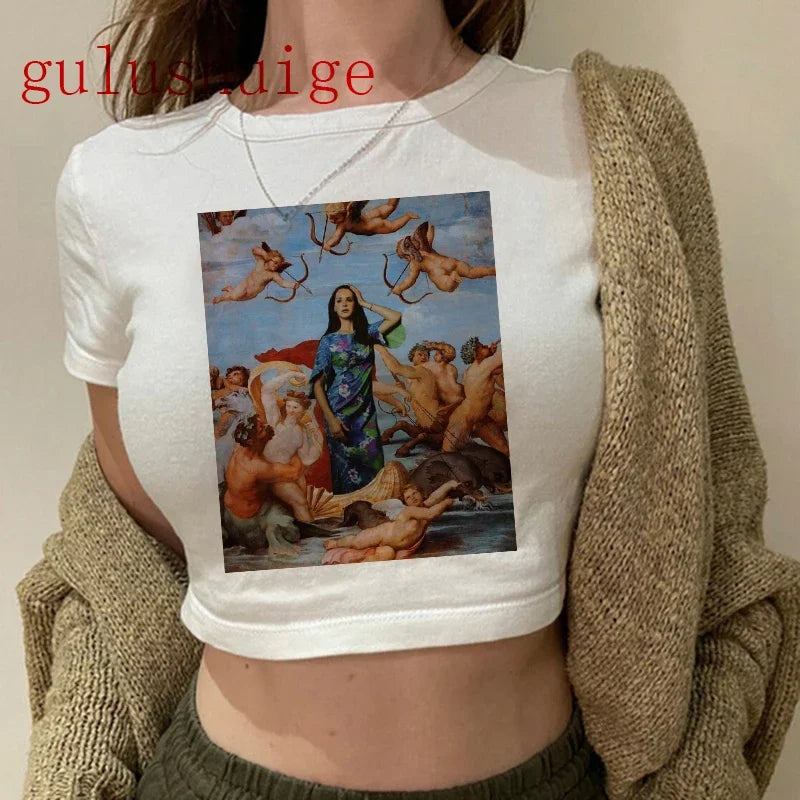 Crop Top Lana Del Rey Ldr Sailing Graphics T Shirt Cropped Harajuku Women Vintage Short-Sleeve T-Shirt Streetwear Female Tshirt