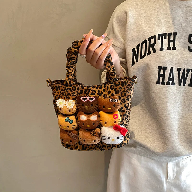 Cartoon Crossbody Bag Fashion Leopard Print Handbag for Girls Cute Women Toddler Shoulder Purse Travel Handbag Gift