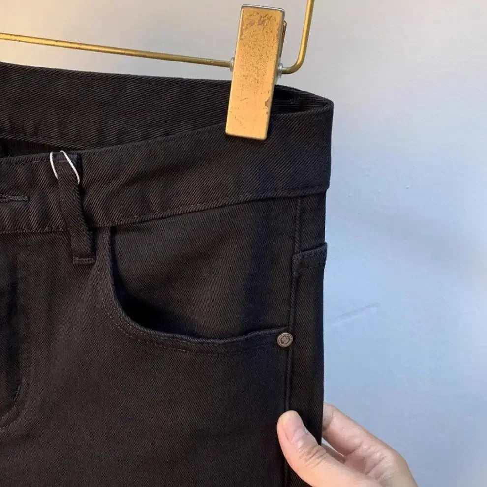 Spring Autumn Men's Elastic Slim Fit Casual Jeans Trendy Loose High End Brand Fashionable Long Trousers Popular Style