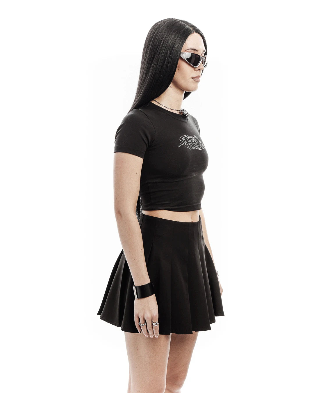 Harajuku Aesthetic Hip Hop Satan Club Graphic Print Y2K Letter Crop Tops SCFEM Tee Women Clothing Streetwear Short Sleeve Tshirt