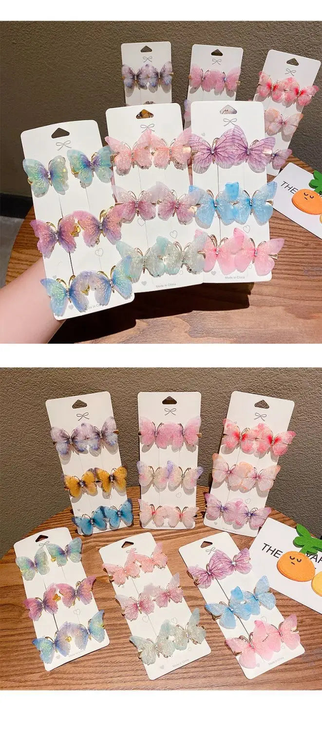 2/6Pcs Colorful Butterfly Hairpins Girl Hair Clips Barrettes Women Sweet Hair Ornament Rainbow Headwear Fashion Hair Accessories
