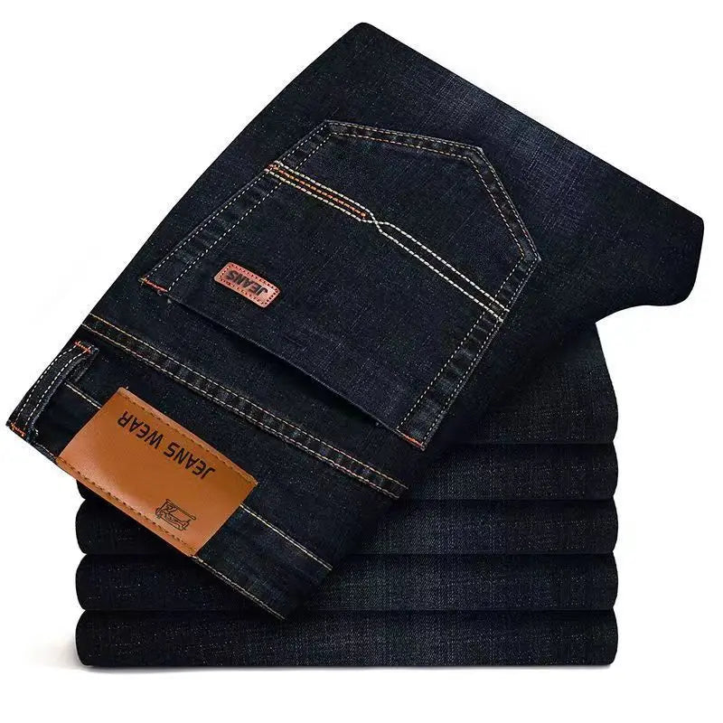 Men's fashion straight leg denim pants 2025 new slim fit pants comfortable and soft business denim pants men's brand clothing