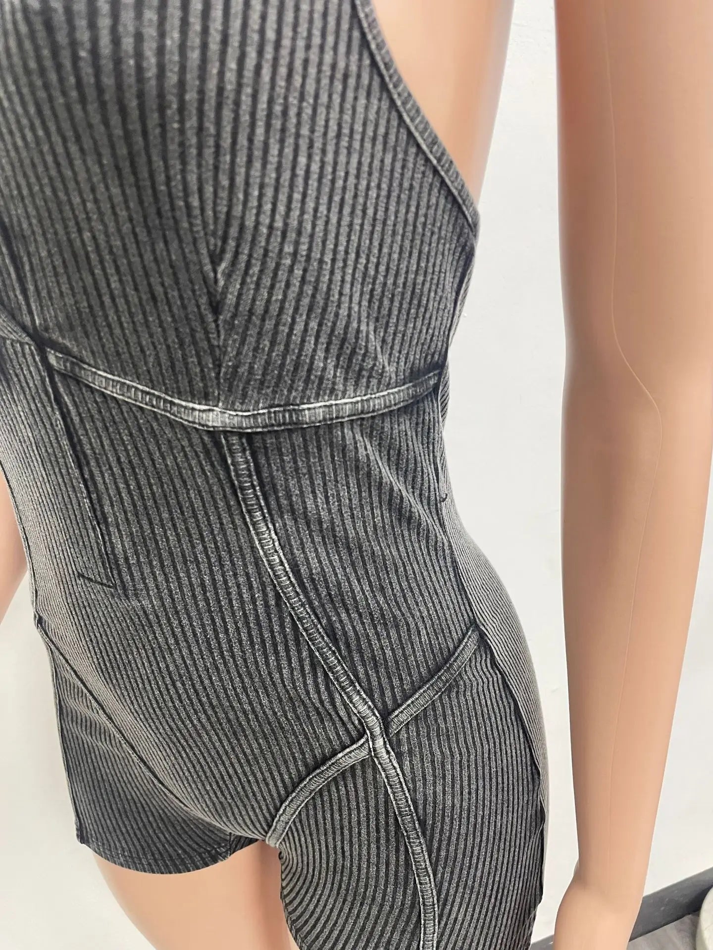 HLJ&GG Sexy Ribber Deep V Bodycon One Piece Rompers Women Sleeveless Backless Slim Jumpsuits Fashion Solid Color Overalls 2025