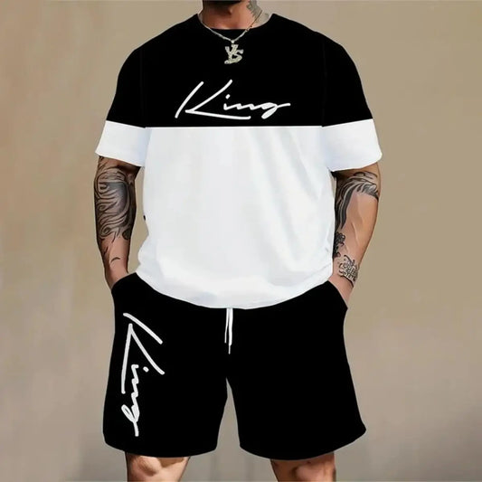 2025 New Fashionable Letter Printed Men's Short Sleeve Summer Fresh Men's Sports Fitness T-shirt Loose Round Neck Top