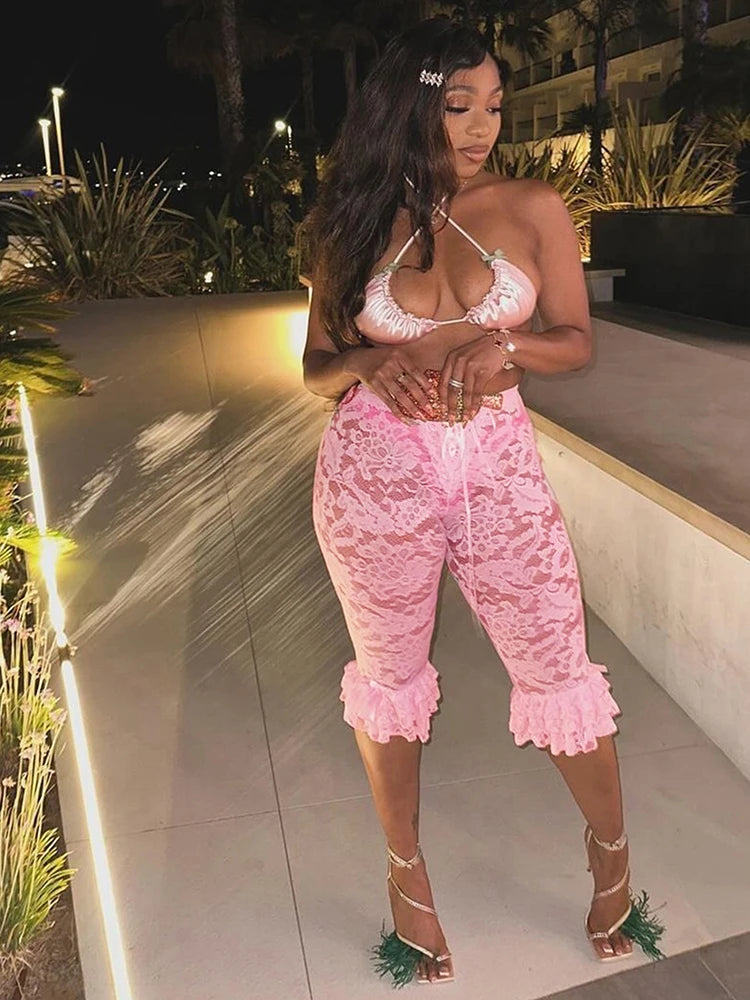 Weird Puss Jacquard Sexy Shorts Women Shirring Tierred Coquette Chic Summer Hipster Wild Basic Midnight Club Party Mid Bottom