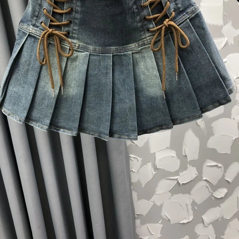 Childrens Clothing 2025 Spring/summer New Denim Short Skirt Korean Versatile A-line Fashion Skirt