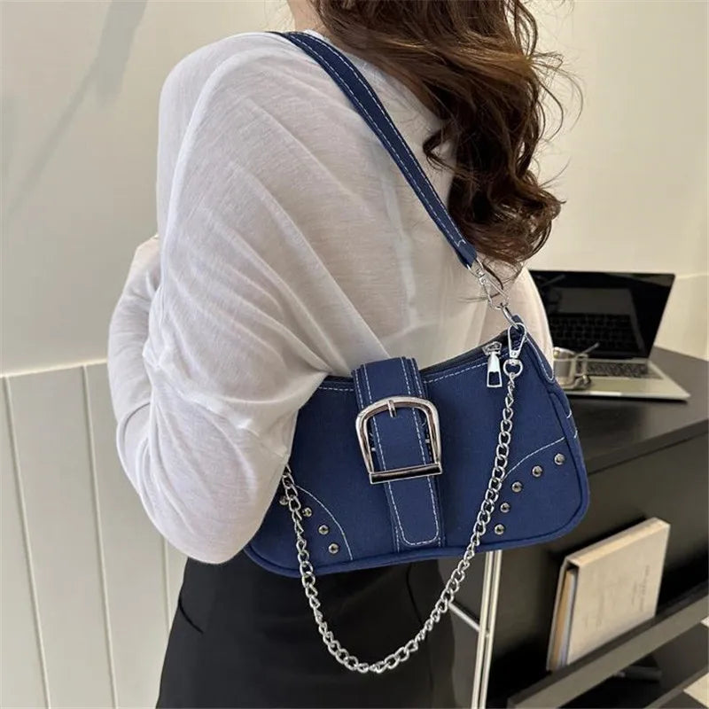 Simple Retro Underarm Bag Fashionable Trend Casual Shoulder Bag Canvas Casual Texture Crossbody Bag for Women