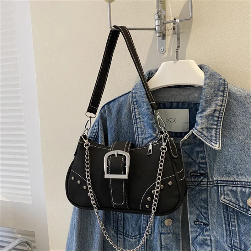 Simple Retro Underarm Bag Fashionable Trend Casual Shoulder Bag Canvas Casual Texture Crossbody Bag for Women