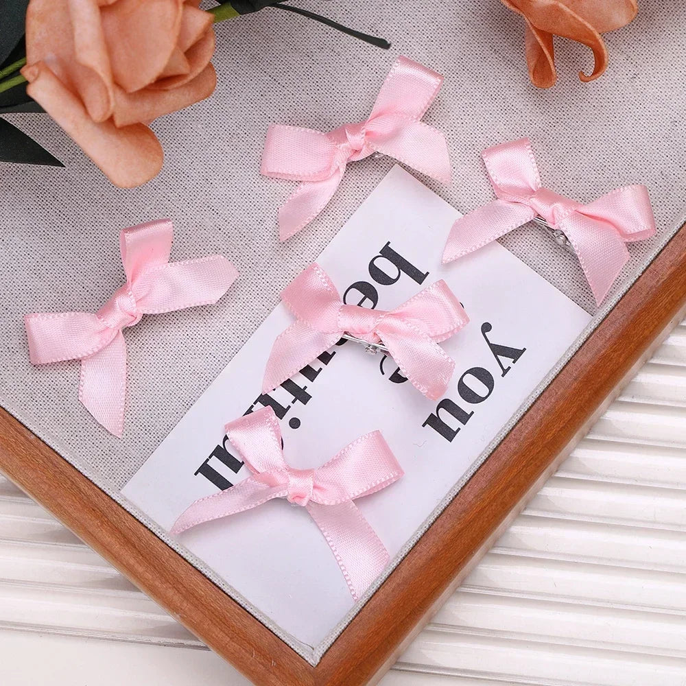 5-24Pcs Y2k Girls Bows Mini Hair Clips Metal Hairpin Headwear Barrette Handmade Ribbon Bow Bangs Clip Fashion Hair Accessories