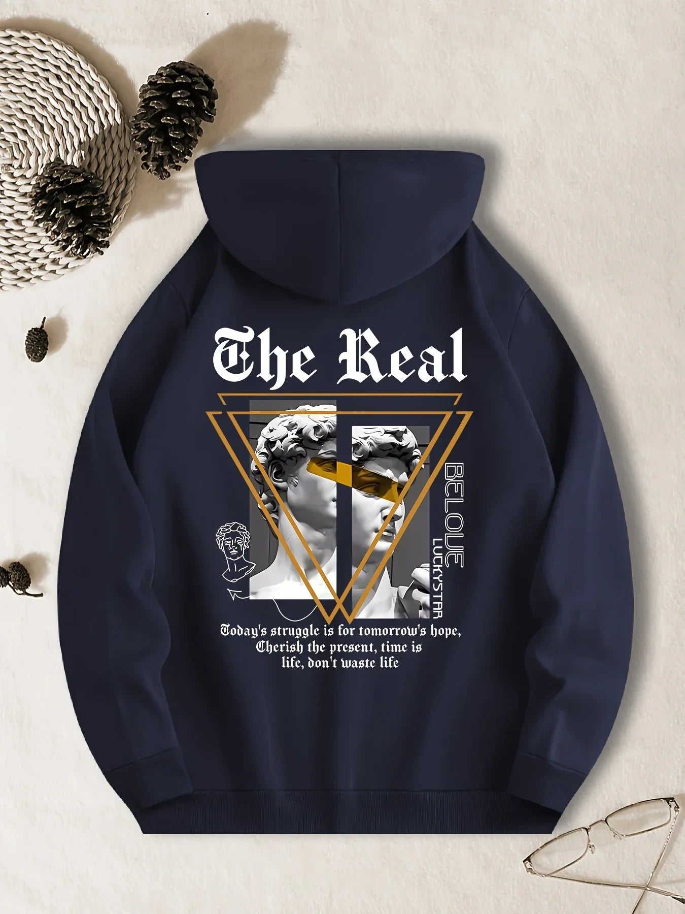 Men's Casual Hoodie Geometric Pattern Polyester Fiber Relaxed Fit Machine Washable Fashion Female Streetwear Long Sleeve Clothes