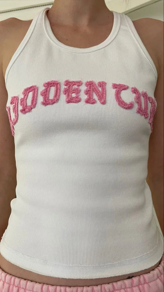 Y2k style cute Women's Sleeveless baby Tank Tops 2000s Punk Print Short Vest Tee Cool Street Fashion Gothic Women Clothing Emo