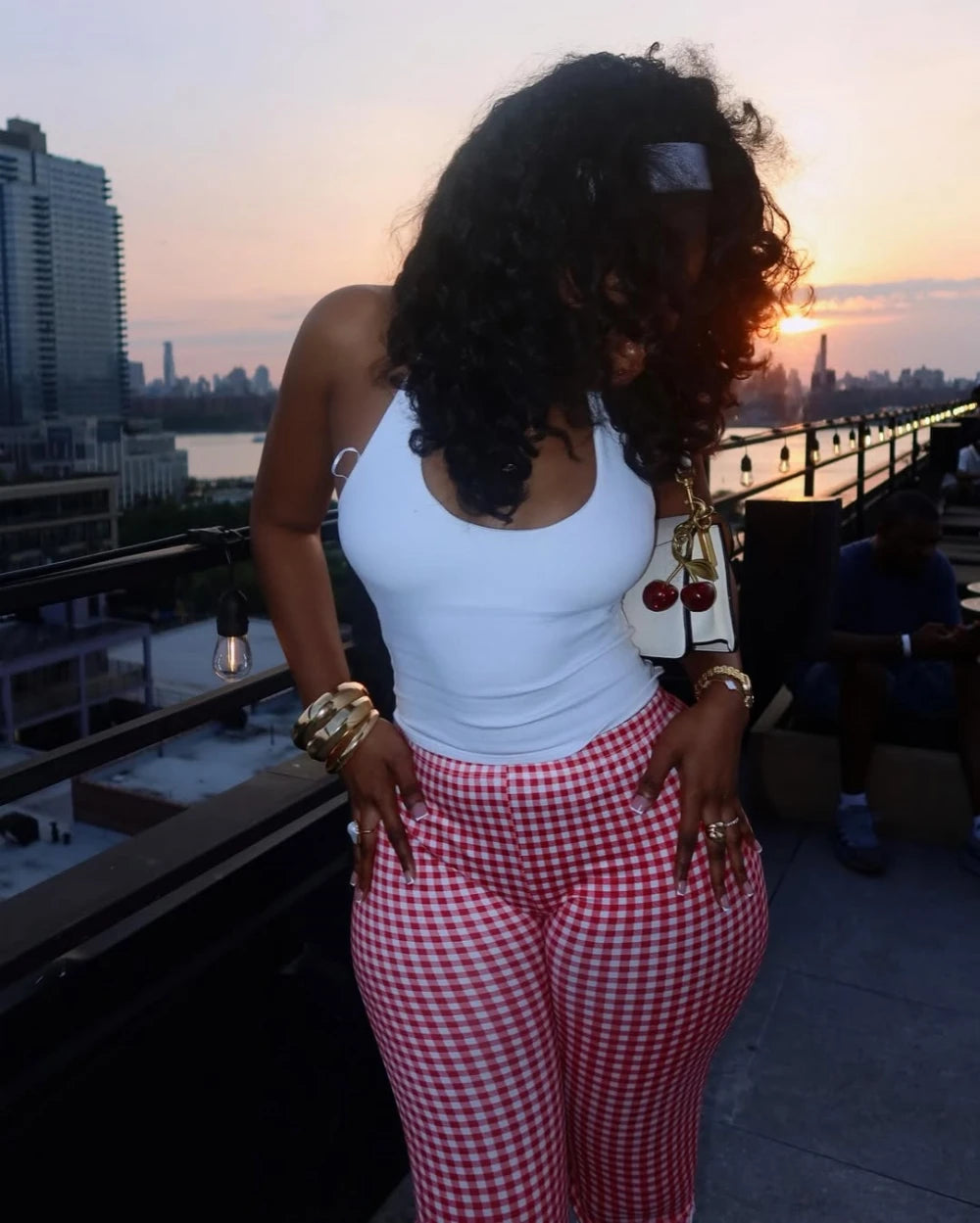 HLJ&GG Summer New Halter Tank Top Two Piece Sets Women Backless Slim Vest And Plaid Print Shorts Outfits Fashion 2pcs Streetwear