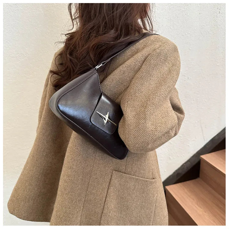 Solid color armpit bag, women's fashion new style | Casual texture shoulder bag, summer minimalist baguette bag