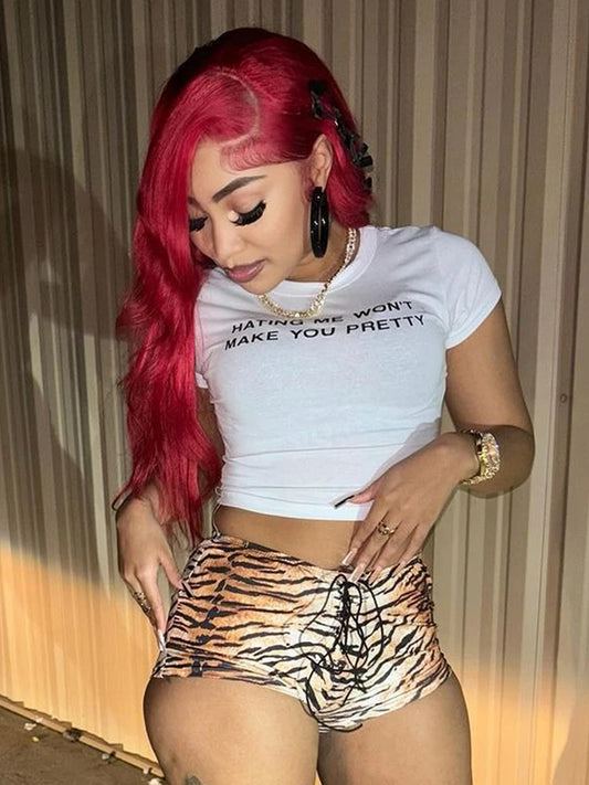 Weird Puss Tiger Stripes Fashion Mini Shorts Women Sexy Bandage Skinny Peach Hip Bottoms Hottie Midnight Hipster Party Outfits