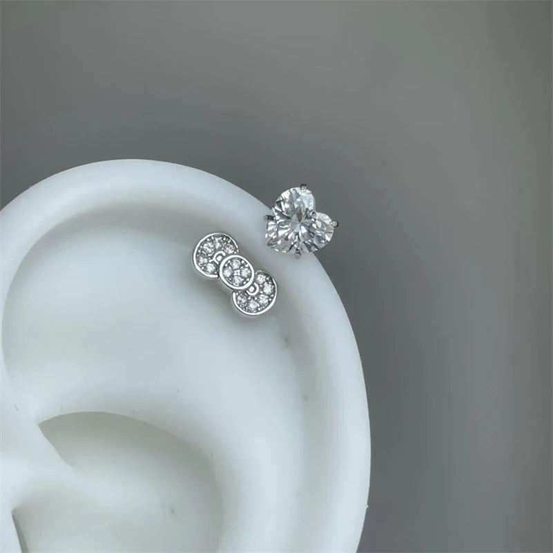 1PCS 1.2mm Bowknot Ring Stainless Steel Ear Bone Nail Shiny Screws Earrings Y2K Hottie Cochlea Piercing Body Jewelry