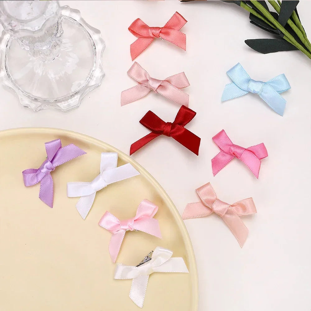 5-24Pcs Y2k Girls Bows Mini Hair Clips Metal Hairpin Headwear Barrette Handmade Ribbon Bow Bangs Clip Fashion Hair Accessories