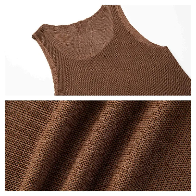 Summer Men Sleeveless Shirt Bodybuilding Gym Tank Top Man Basketball Knitted Tops Slim Casual Vest Sport Singlets Male Clothing