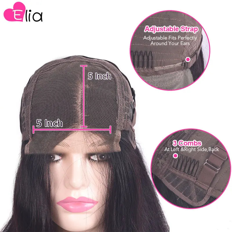Purple Human Hair Lace Frontal Wig 100% Human Hair Brazilian Body Wave Frontal Wig 13x6 Transparent lace Fast Shipping Elia Hair
