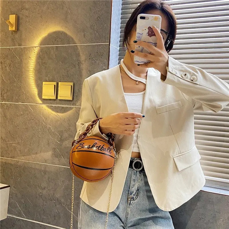 2024 Crossbody Bag New Network Red Personality Fun Pink Ins Versatile Chain Football Basketball Shoulder Bag Small Round Bag