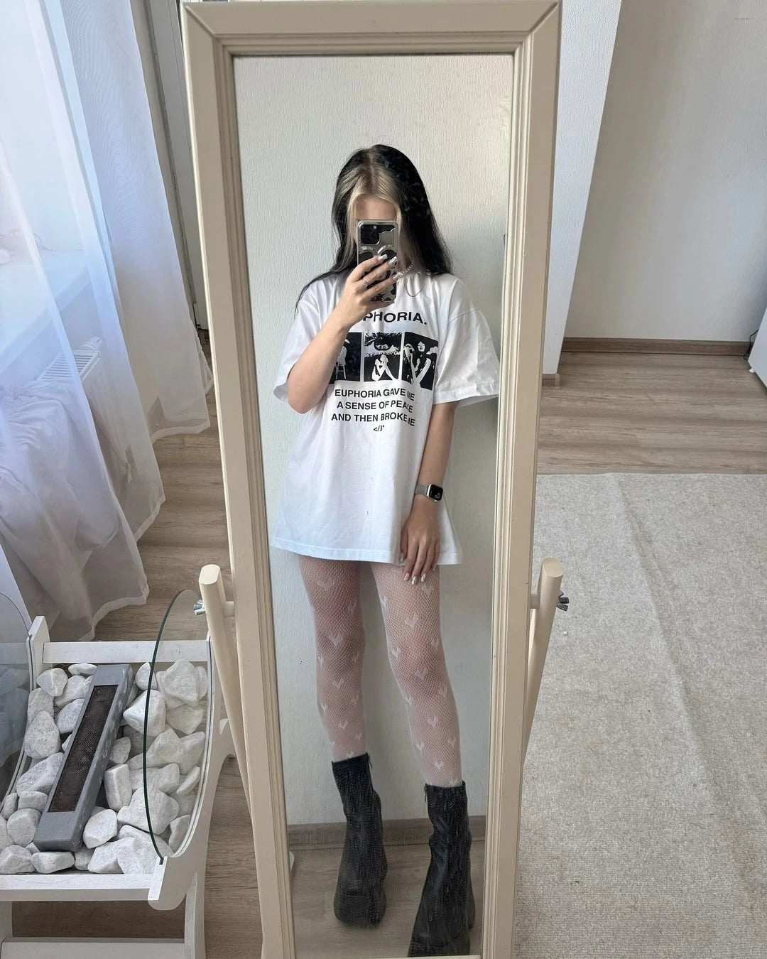 Harajuku Oversized Streetwear Women's Clothing EUPHORIA Graphic Print Tshirt Cotton Hip Hop Korean Short Sleeve Top Tee Goth Y2k