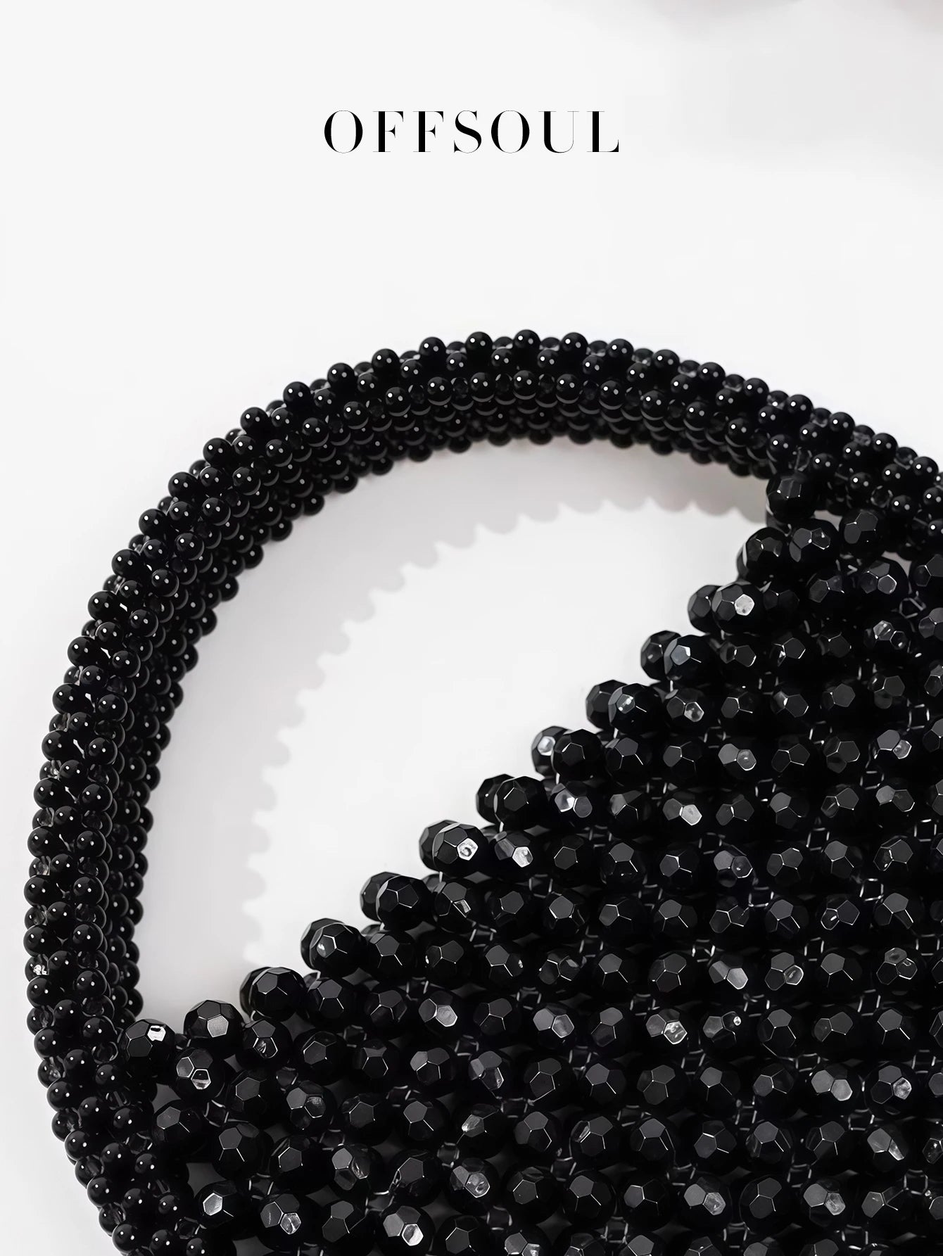 Hollow Hand-Made Metal Sense Gold Beads Woven Handbag Half-Round String Beads Pearl Bag Round Handbag