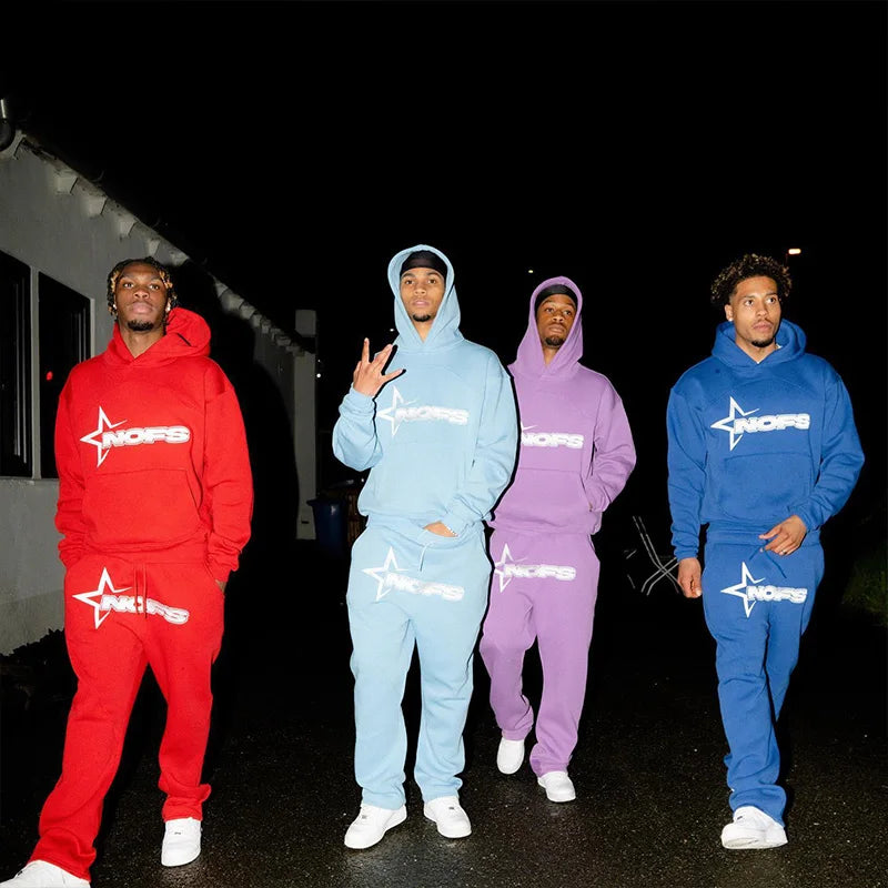 2024 New sweatsuit Letter Printing Streetwear Y2K Men's Hip Hop Oversized Hoodie Sweatshirt Sweatpant Casual Pants Sportswear