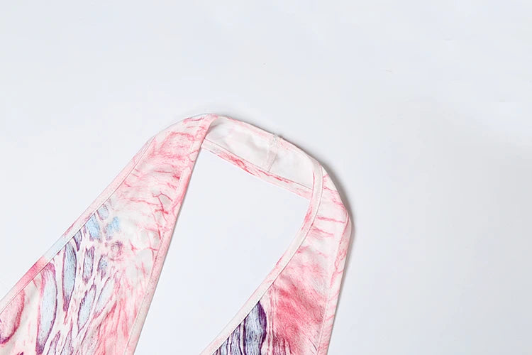 Weird Puss Colorful Print Jumpsuit Women Halter Deep v-Neck Sexy Backless Sleeveless Skinny Peach Hip Street Activity Overalls