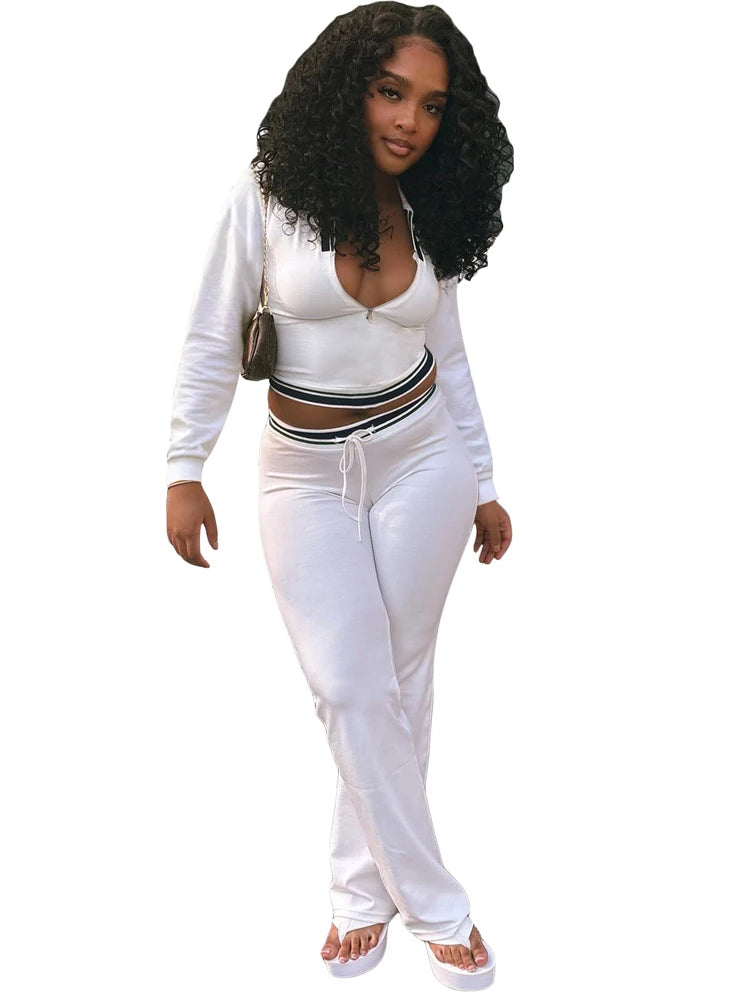 Fall Winter Sets Woman Fleece Tracksuit Half-zip Tops Drawstring Wide Leg Pants Casual Sporty 2 Two Piece Set for Women Outfits