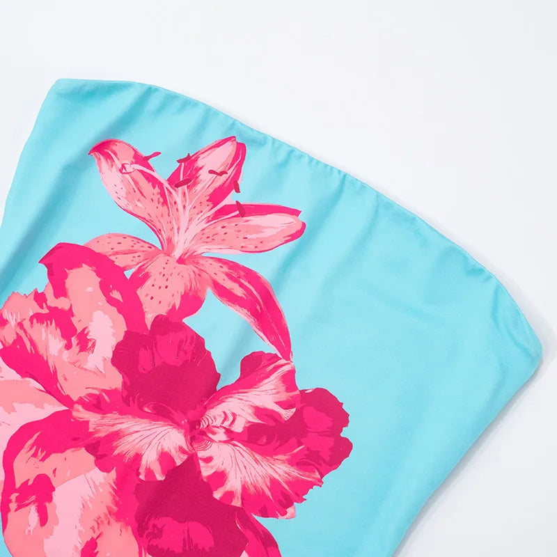 Nsauye 2025 Fashion Women Summer Y2K Clothes Skinny Floral Print Mini Tube Tank Tops Sleeveless Sexy Club High Street Crop Tops