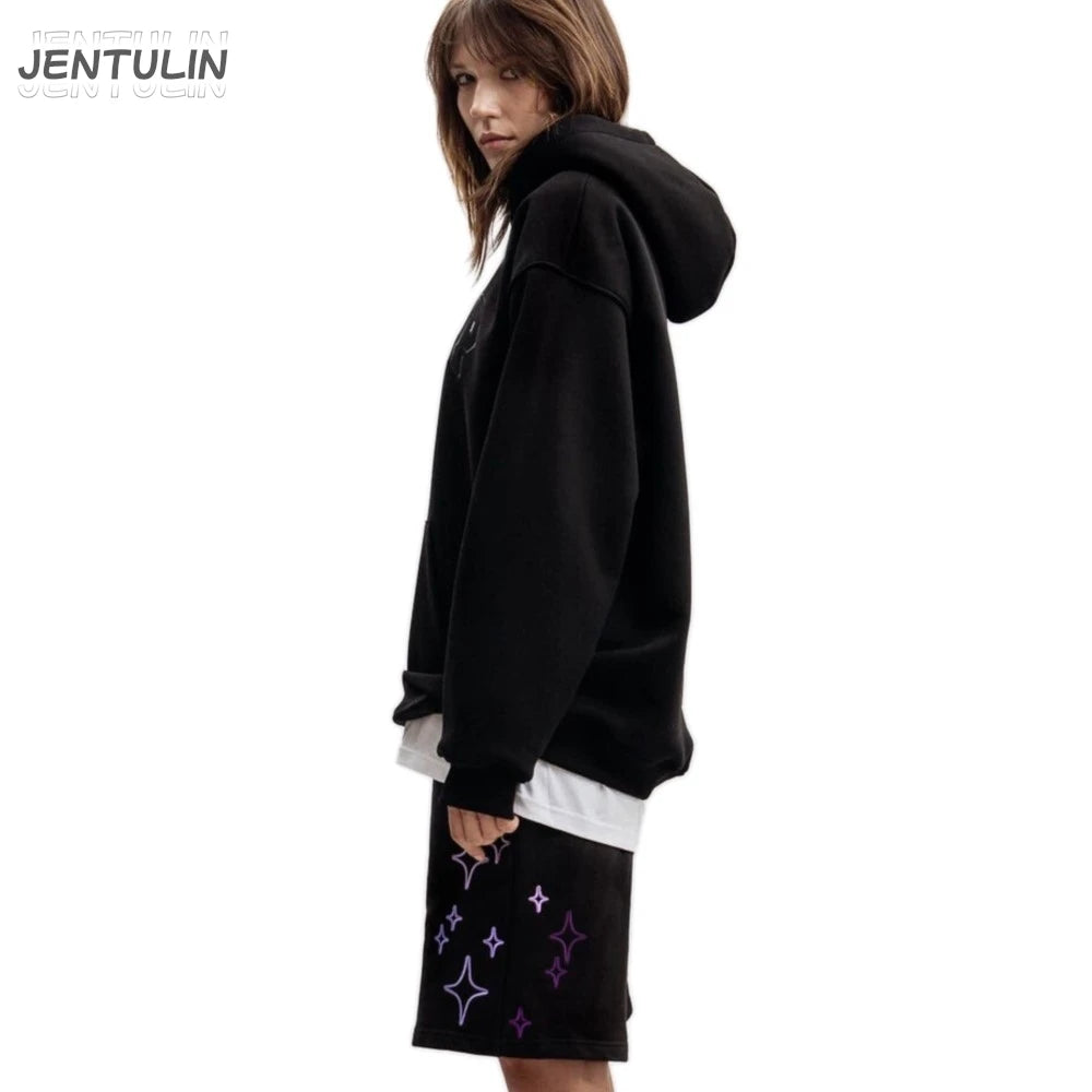 Streetwear Korean Men's Shorts Pants Constellation Graphic Star Print Oversized Jorts Baggy Harajuku Y2k Unisex Clothing Goth BF