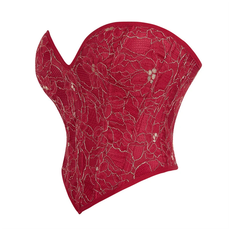 Sexy Women Overbust Corsets Crop Tops Golden Printed Bustiers Lace Up Body Shaper Lingerie Gothic Corselet