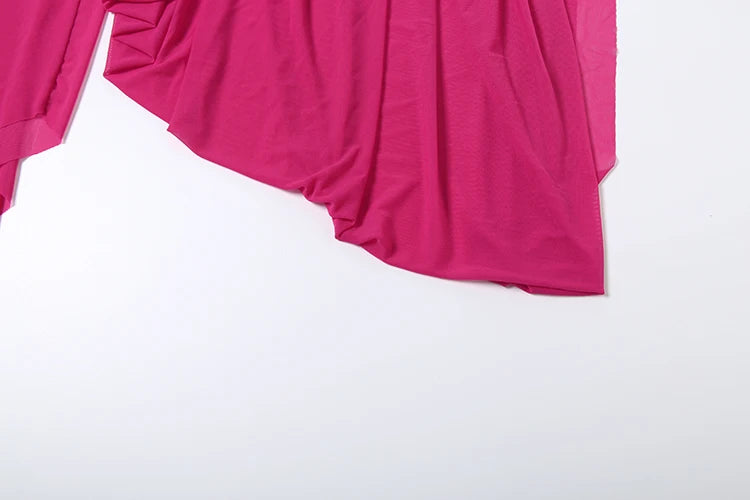 Weird Puss Y2K Sexy 2 Piece Set Women See Through Midnight Irregular Full Sleeve Crop Tops+Ruched Split Skirts Matching Clubwear