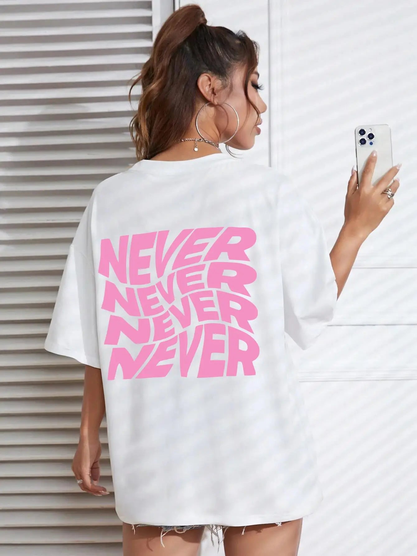 I Said Never Cotton Print Woman Tshirt Oversized All-Matchtee Shirt Aesthetic Soft Clothes Round Neck Sport Comfortableclothes