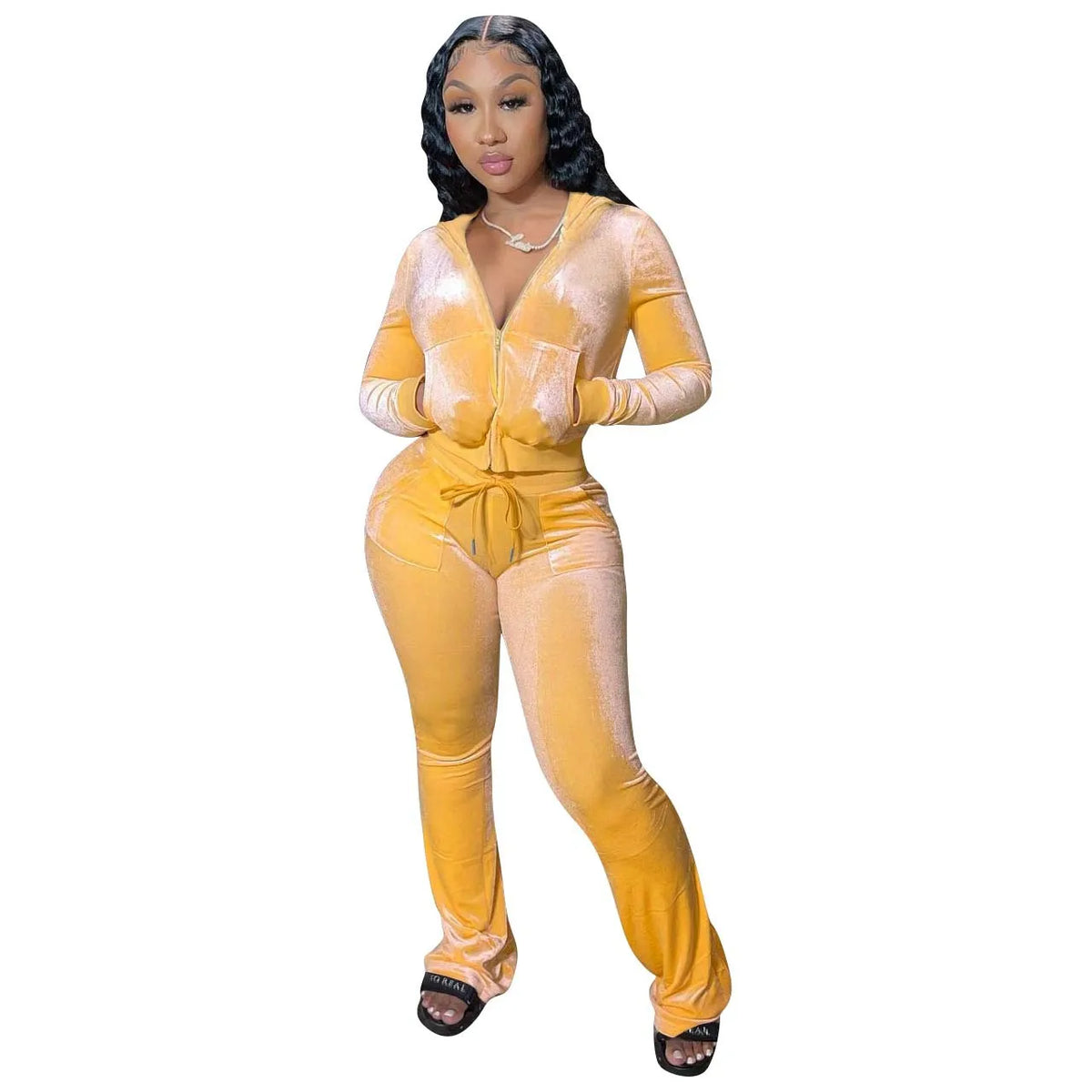 Fashion Sexy Slim 2 Piece Set For Women Casual Solid Hooded Zip Tops+High Waist Pants Sets Outfits Lady Sports Women's Clothing