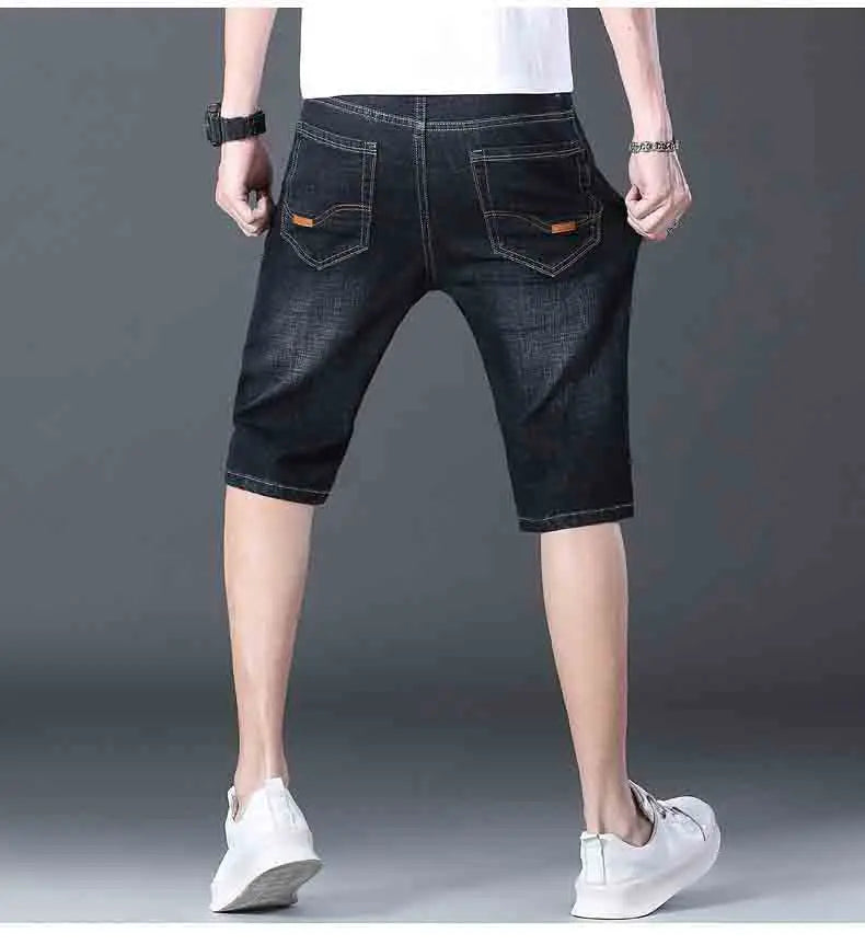 2025 New Summer Men's Denim Shorts New Thin Soft Comfortable Business Casual Straight Short Jeans Black Blue Brand Man Clothing