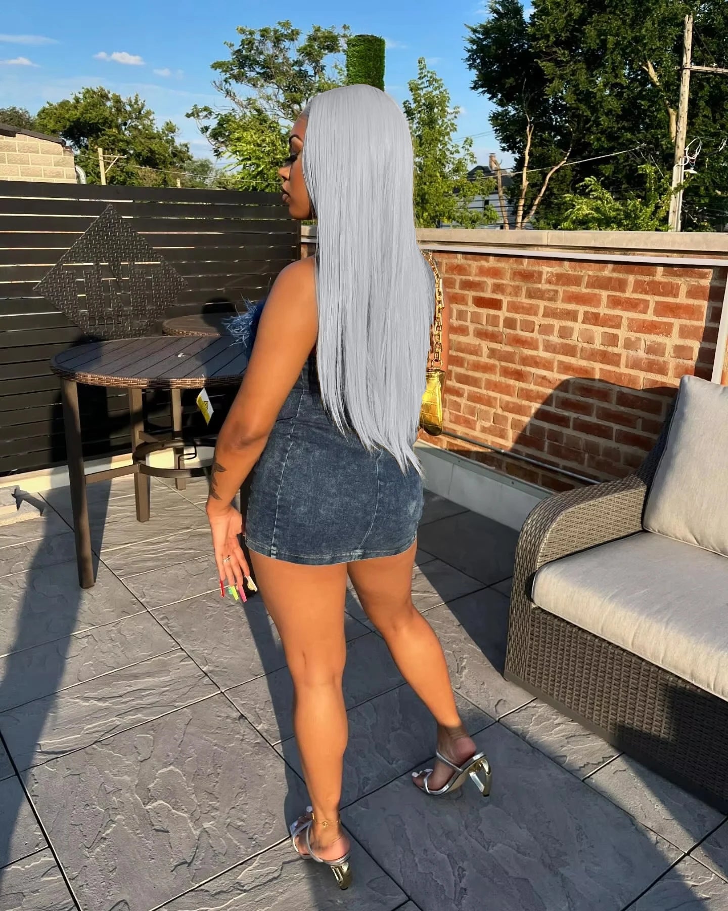 Silver Grey Straight Lace Front Human Hair Wig 40 Inches Colored HD Transparent 13x6 Lace Frontal Wig for Women Preplucked 250%