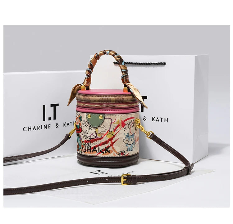 Women's handbag 2023 new fashion designer cylinder bag handbag single shoulder crossbody women's bag small bag