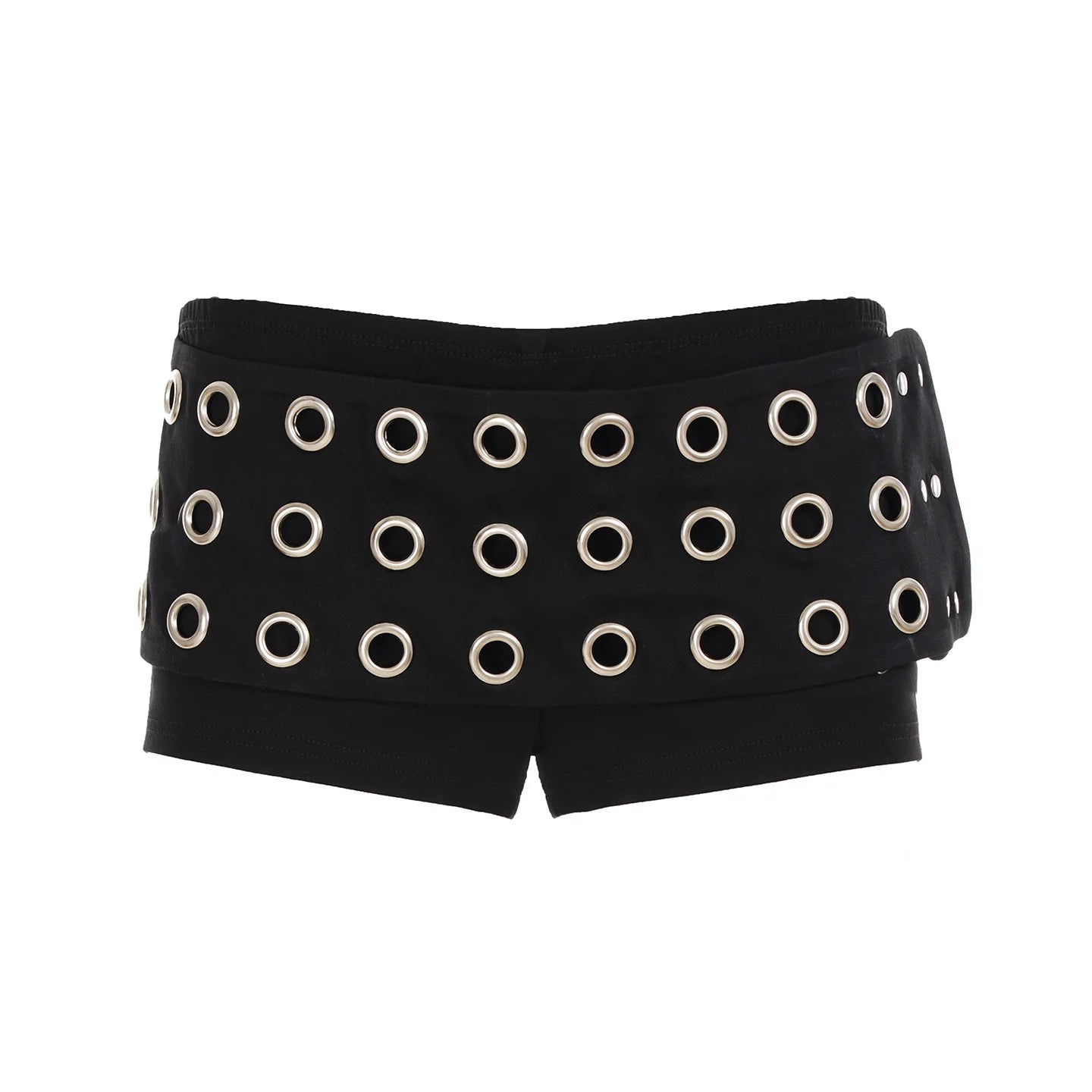 FAGADOER Y2K Sexy Hollow Out Patchwork 2 Pieces Set for Woman Sleeveless Backless Crop Top and Shorts Outfits Female Streetwear
