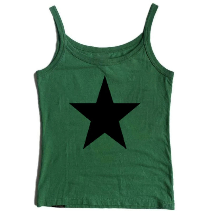 Gothic Star Print Streetwear Vintage Harajuku Punk Grunge Crop Top Casual Women's T-Shirt E-girl Baby Tee Slim Y2k Clothes