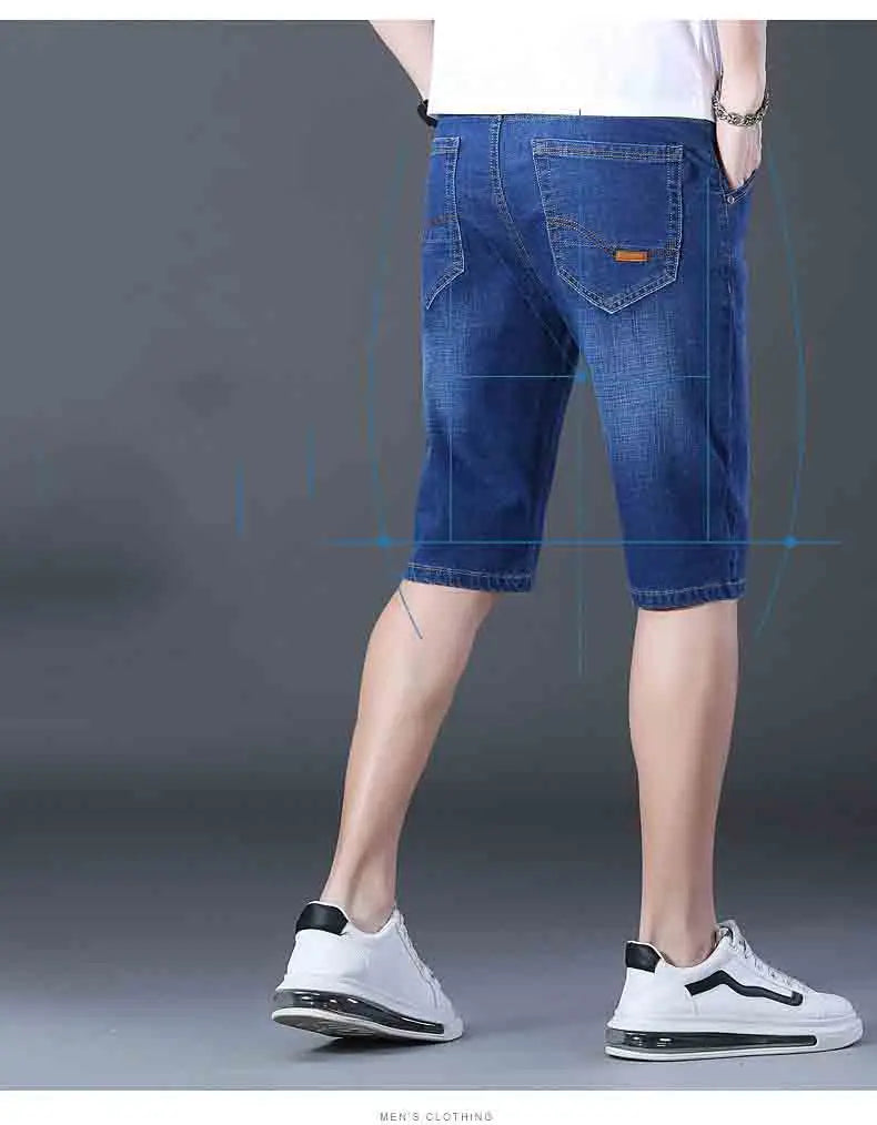 2025 New Summer Men's Denim Shorts New Thin Soft Comfortable Business Casual Straight Short Jeans Black Blue Brand Man Clothing